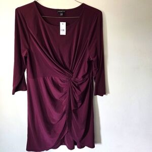 Lane Bryant dress NWT burgundy 14/16 faux wrap stretch comfort fall dress